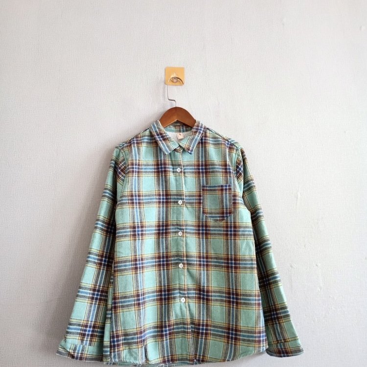 外贸秋冬新款女装 韩版休闲格子加绒保暖方领单排扣长袖 女生衬衫