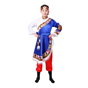 藏族舞蹈演出服男装成人少数民族蒙古族藏服舞台广场舞蹈表演服饰