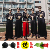 小包总同款 结婚中式 伴郎服兄弟团礼服马褂中国风复古婚礼相声大褂
