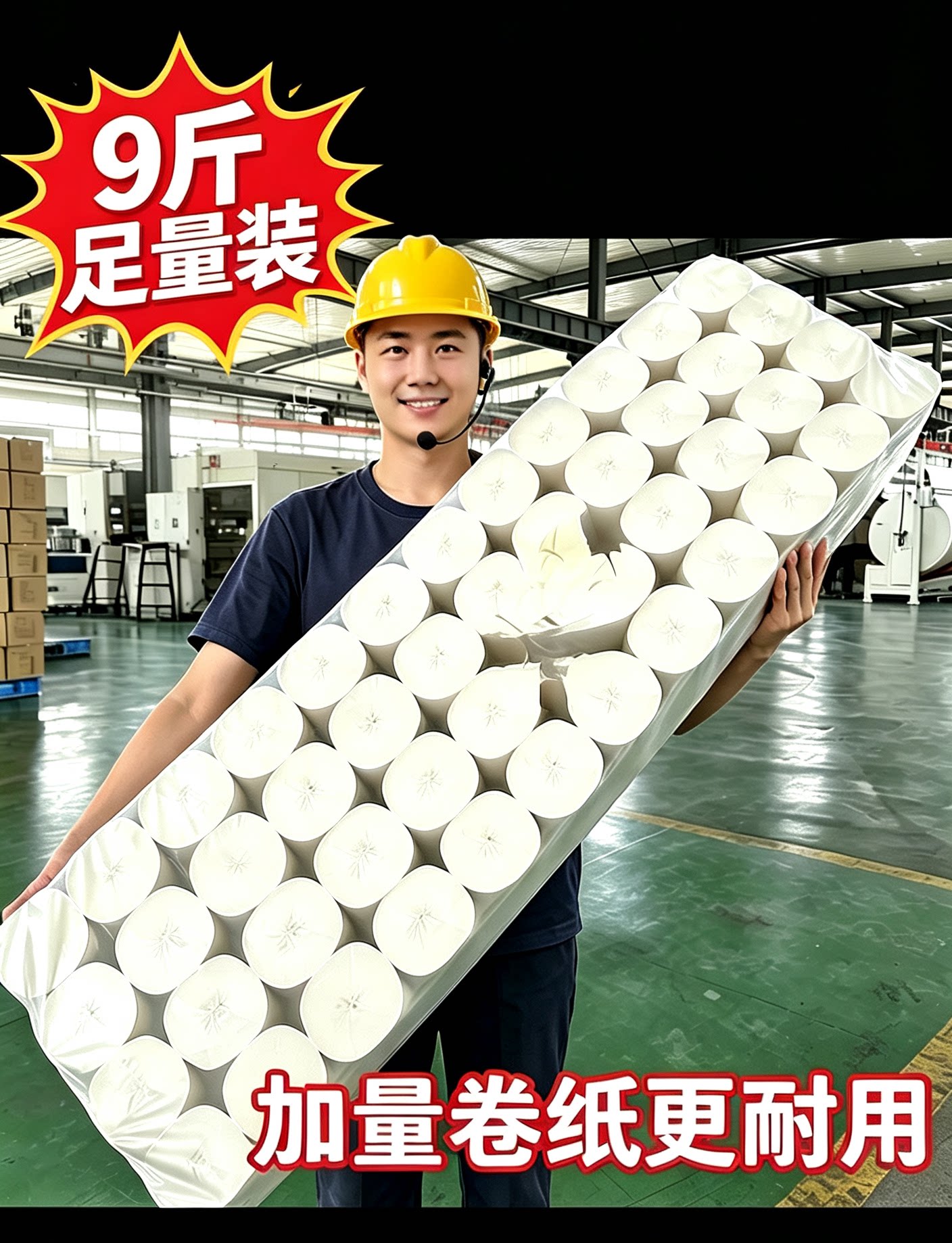 本色竹浆无芯卷纸家用9斤实惠装 五层加厚筒卫生纸湿水不易破