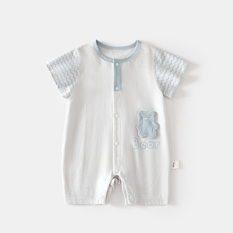 0-2岁婴儿夏款冰氧棉短袖连体衣新生儿无骨哈衣空调服幼儿爬服图片