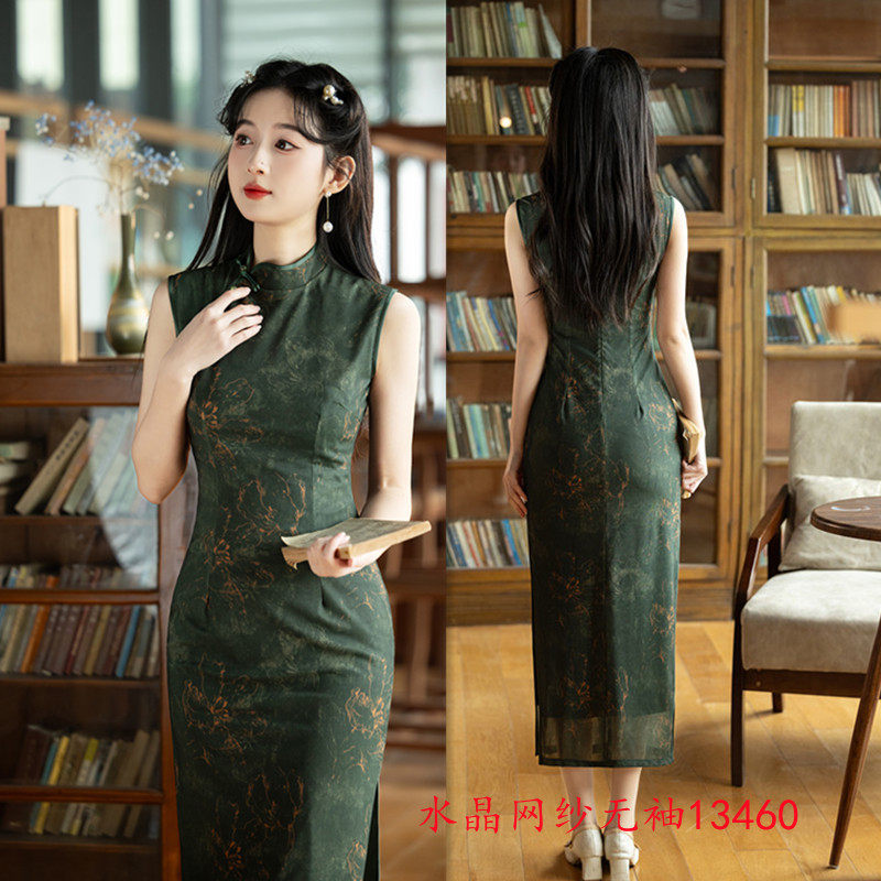 时尚改良新中式长款无袖旗袍2025春夏新款年轻女士日常可穿旗袍裙