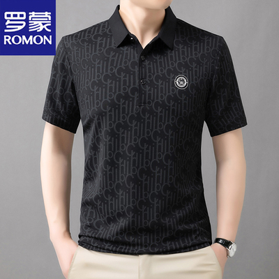 罗蒙夏季冰丝短袖Polo衫男士t恤