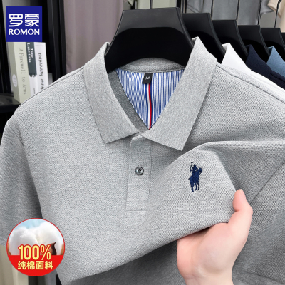 罗蒙100%纯棉短袖polo衫商务休闲