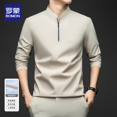 罗蒙秋季长袖t恤男士商务休闲