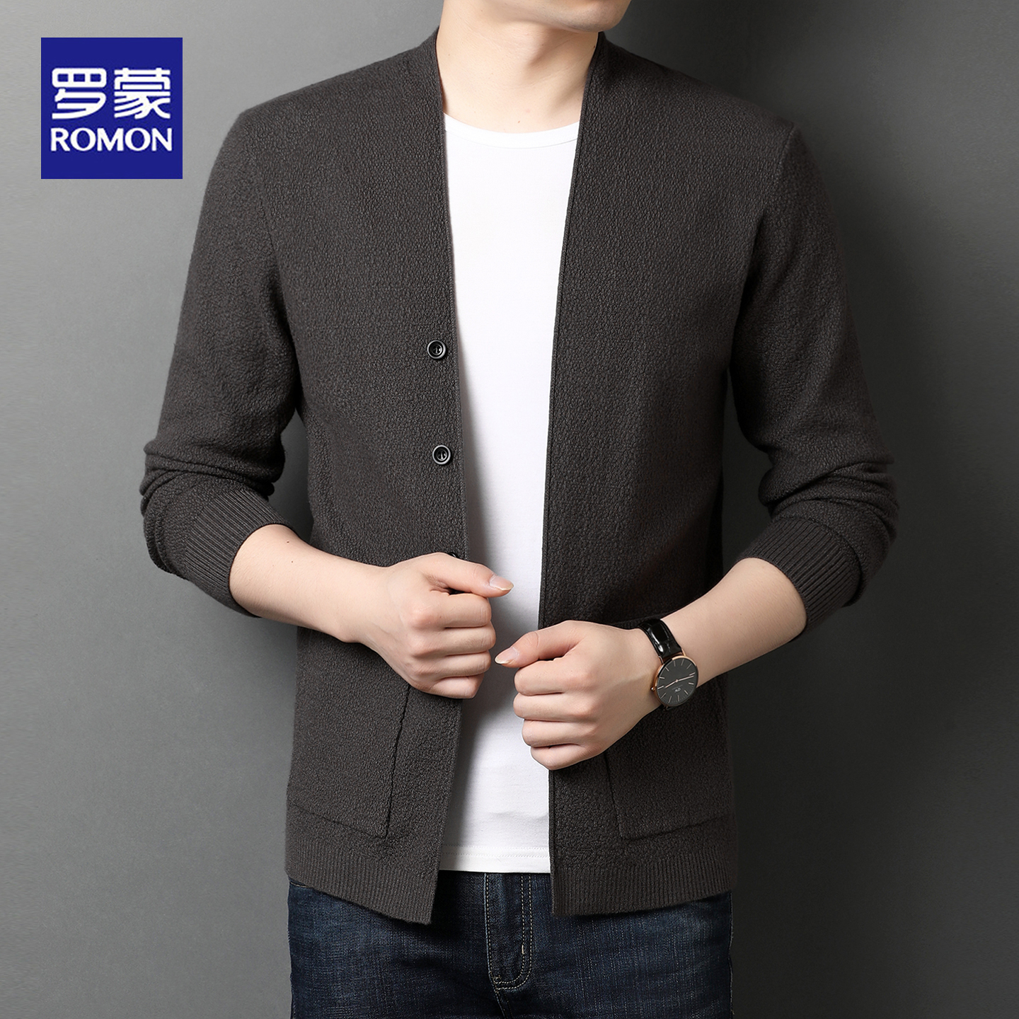 罗蒙秋冬针织开衫商务休闲亲肤