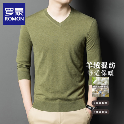 罗蒙秋冬季新款羊毛混纺针织衫男