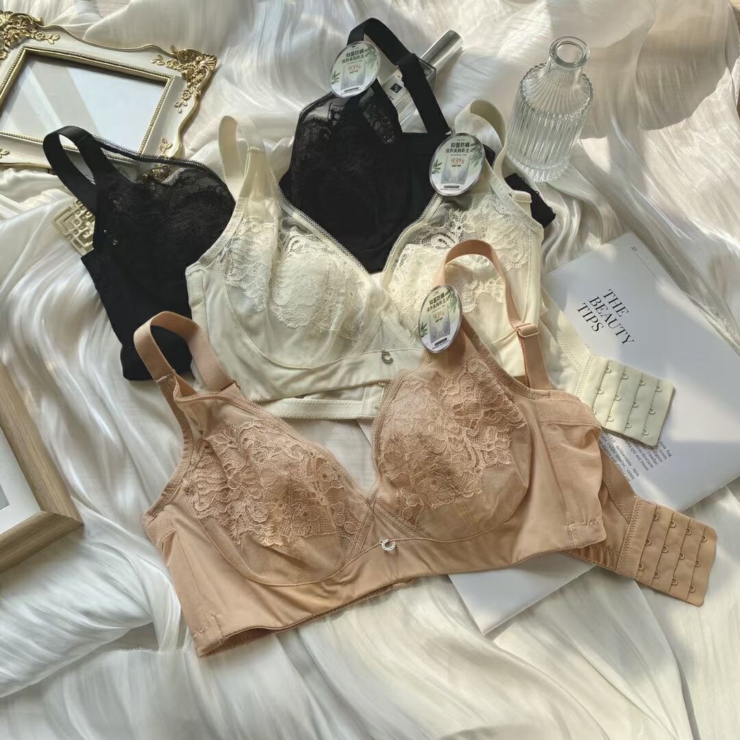 【雪之川】蕾丝V领乳胶蕾丝高侧比包覆副乳适合大胸文胸罩内衣