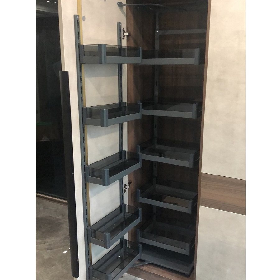 橱柜大怪物拉篮厨房高柜拉篮开门式联动多功能储物架冰箱侧柜五金