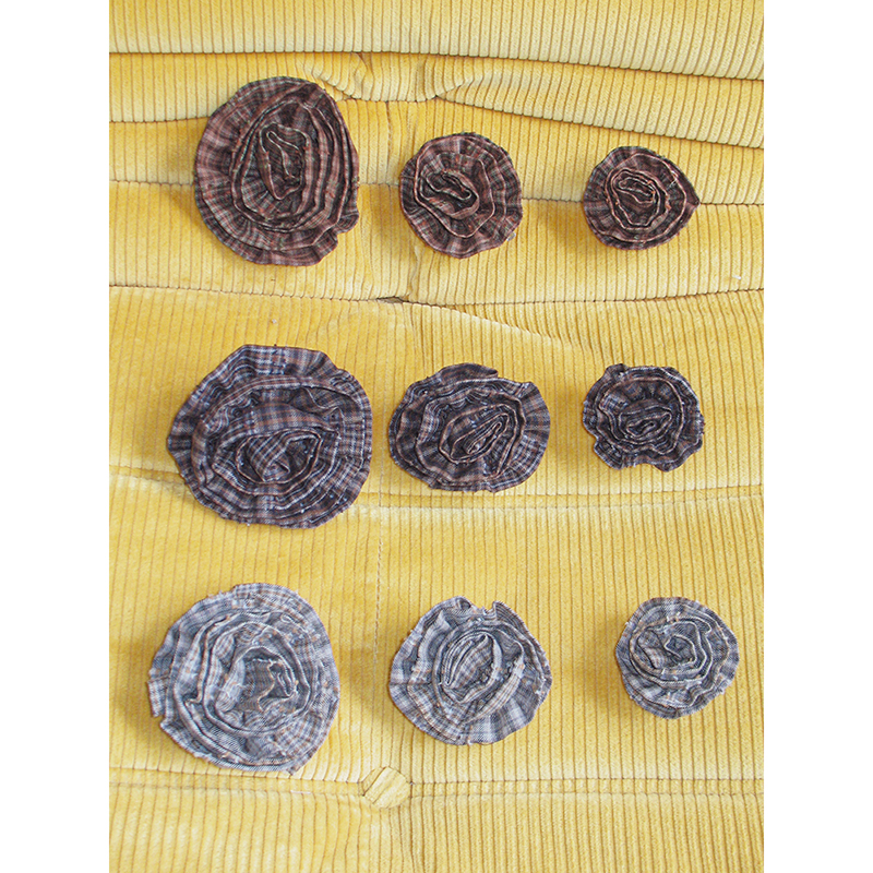 popchrio手工褶皱格纹花朵胸针