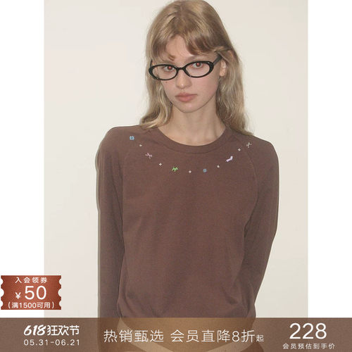 popchrio设计感印花圆领宽松T恤