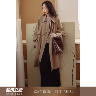 高级感撞色领卡其色风衣小个子灯笼袖 中长款 外套女 到手469元