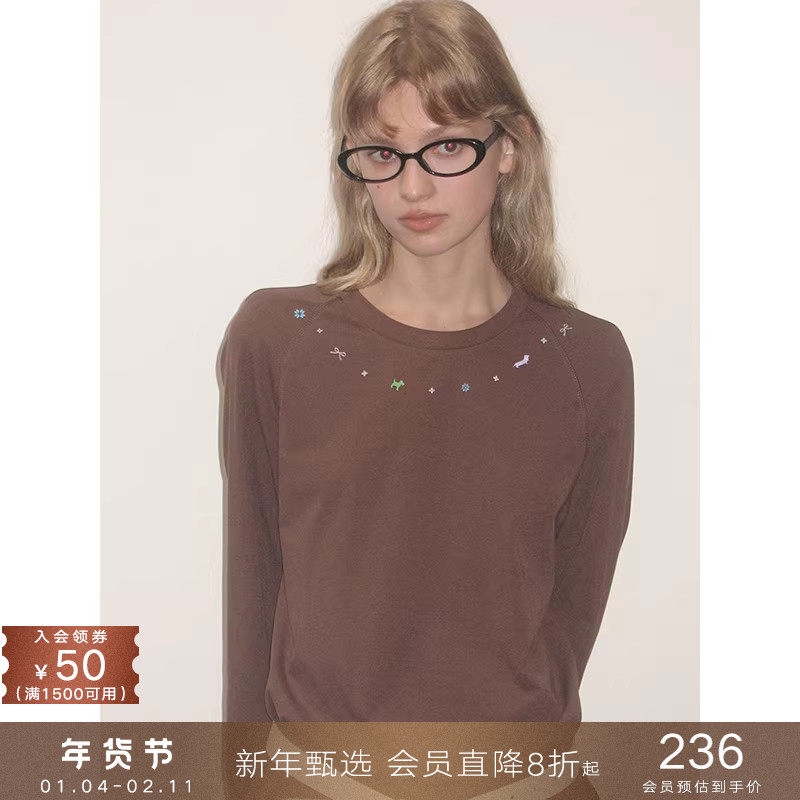 popchrio◆设计感原创印花圆领长袖T恤宽松显瘦打底衫内搭上衣女,女装/女士精品,T恤,淘宝优惠券,粉丝福利购,淘宝优惠卷