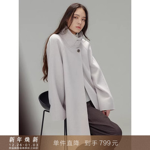 100羊毛慵懒风双面毛呢大衣宽松呢子风衣外套小个子 到手799元