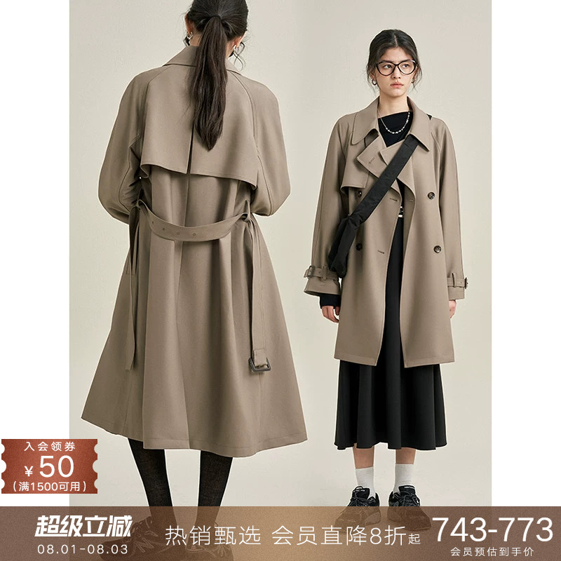 popchrio◆341经典风衣 垂坠感英伦风小个子休闲短外套中长款女春