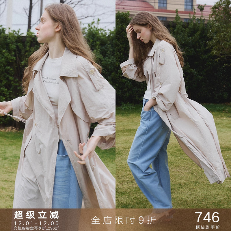 popchrio原纱防晒中长款薄风衣