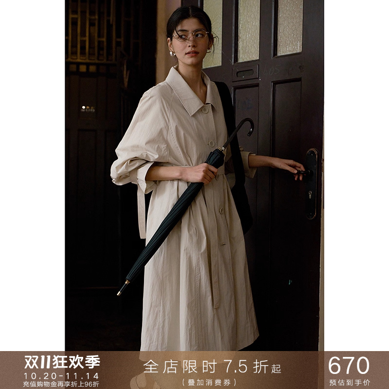 欧可芮法式复古中长款风衣