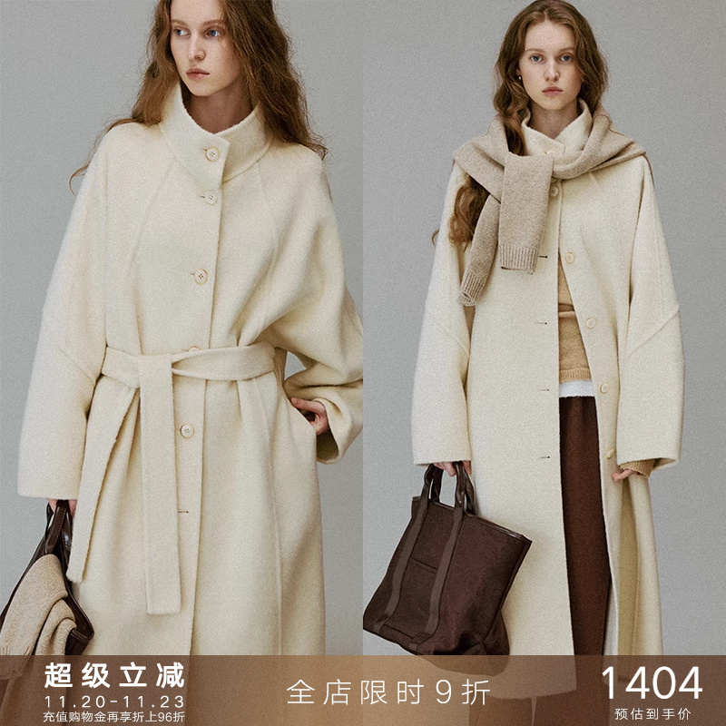 popchrio驼绒羊毛立领双面呢