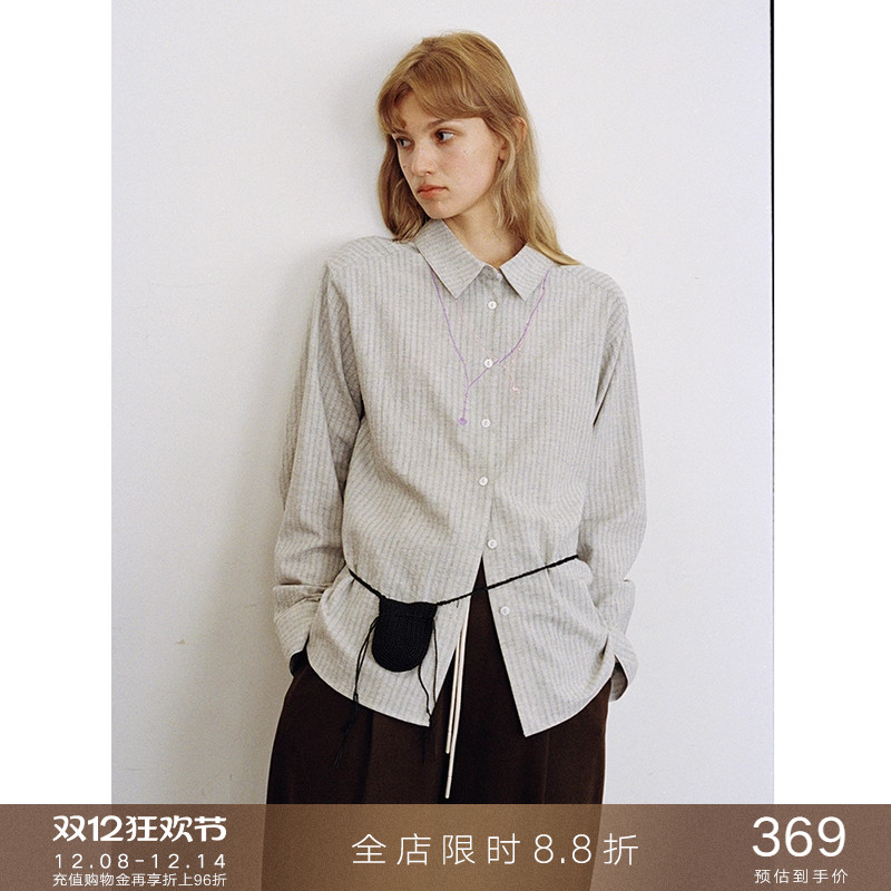 popchrio复古项链刺绣纯棉衬衫