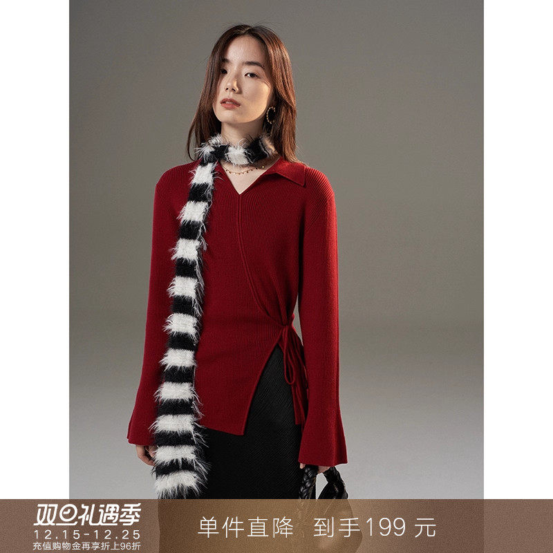 popchrio国风设计感羊毛针织衫