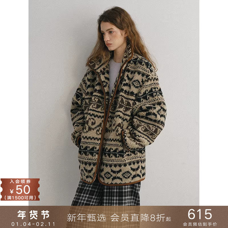 popchrio◆复古立领环保羊羔毛夹棉短外套加厚毛绒女秋冬2025新款,女装/女士精品,短外套,淘宝优惠券,粉丝福利购,淘宝优惠卷