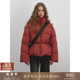 popchrio 红色90白鸭绒立领抽绳泡芙羽绒服小个子收腰短款 面包服