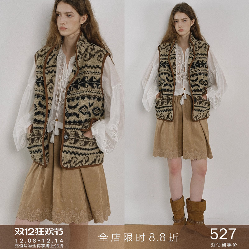 popchrio费尔岛仿羊羔毛马甲