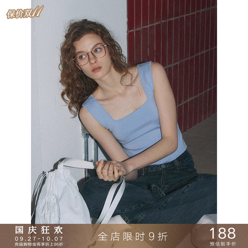 欧可芮针织高级感方领吊带