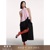 撞色拼接挂脖无袖 到手289元 连衣裙露肩A字裙宽松背心长裙子女