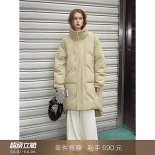 可收纳连帽派克羽绒服90白鸭绒加厚中长款 面包服女 到手690元