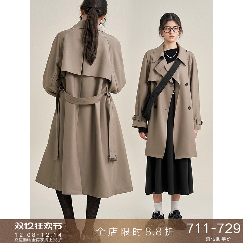 popchrio立裁垂坠感中长款外套