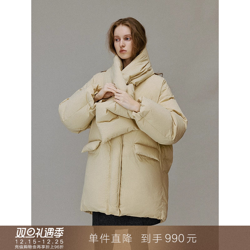 popchrio蓬蓬云朵围脖款羽绒服