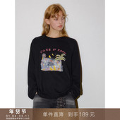 童趣小象原创手绘印花圆领长袖 到手189元 T恤宽松莱赛尔棉上衣