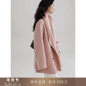 到手599元 复古大翻领双面呢羊毛大衣小个子呢子无羊绒外套女