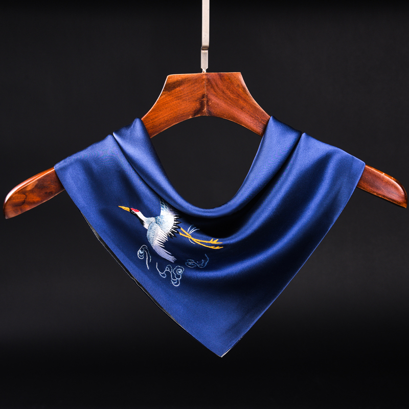 苏州刺绣围巾男士丝巾真丝小方巾手工刺绣桑蚕丝古风丝巾礼盒送礼