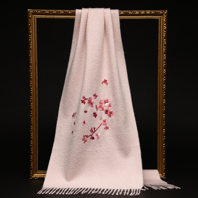 苏州刺绣羊绒围巾女士