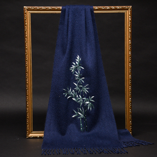 苏州刺绣羊绒围巾男士100羊绒2025冬季送礼长辈纯山羊绒围脖保暖