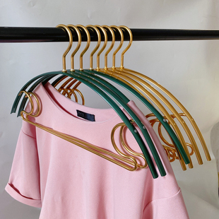 无痕衣架铝合金防变形挂毛衣大衣衣帽间家用轻奢半圆墨绿色晾晒架