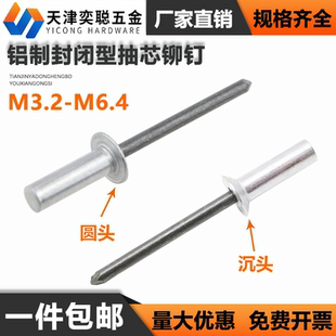 沉头抽芯卯钉防水封闭式 铝制封闭型拉铆钉圆头 铆钉M3.2M4M5M6.4
