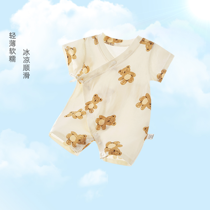 婴儿连体衣夏季短袖和尚服纯棉A类薄款0-3岁男女宝宝哈衣新生儿
