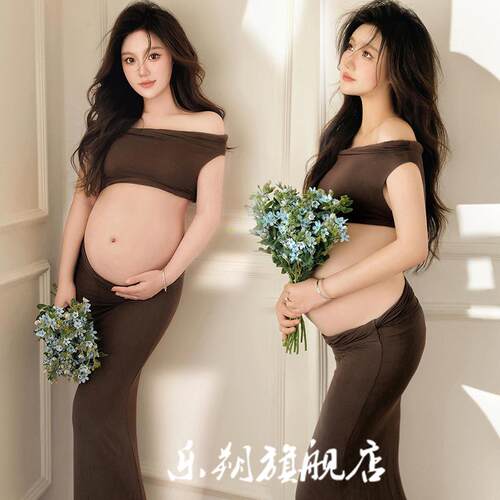 孕妇写真服装影楼新款纯欲风高级感孕妈咪大肚照写真衣服在家拍摄