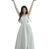 白色吊带式 纯欲风小清新气质无袖 连衣裙摄影服饰 法式 2024影楼新款