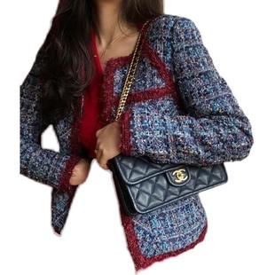 白毫银针气质 意大利进口粗花呢拼接双面呢长外套劳伦斯法国进口