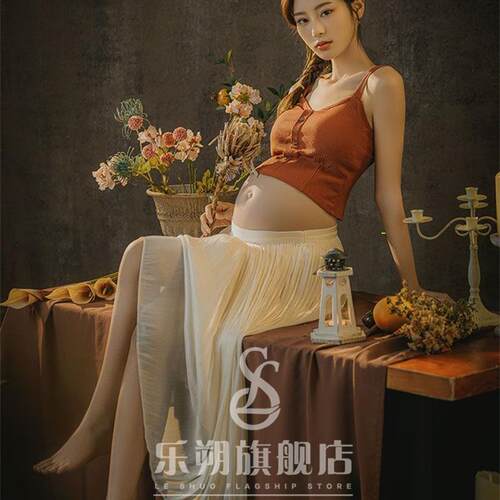 孕妇照服装影楼新款大肚孕妈咪艺术照法式复古油画风孕妈写真衣服