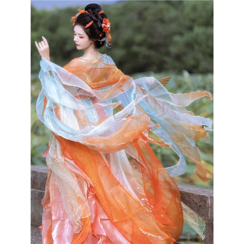 汉服红凌锦鲤新款诃子裙大袖衫刺绣齐胸汉元素国风超仙夏季女套装