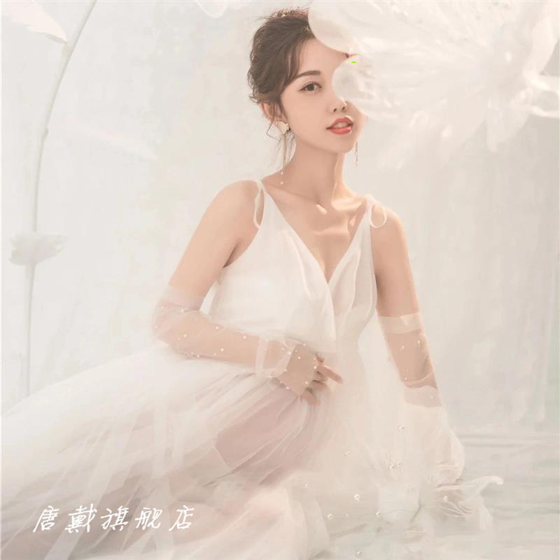 影楼新款网红孕妇照摄影仙气网纱连衣裙清新孕妇甜美拍照主题服装