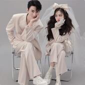 影楼摄影主题森系气质高端情侣装 宽松西服套装 写真服 个性 旅拍时尚