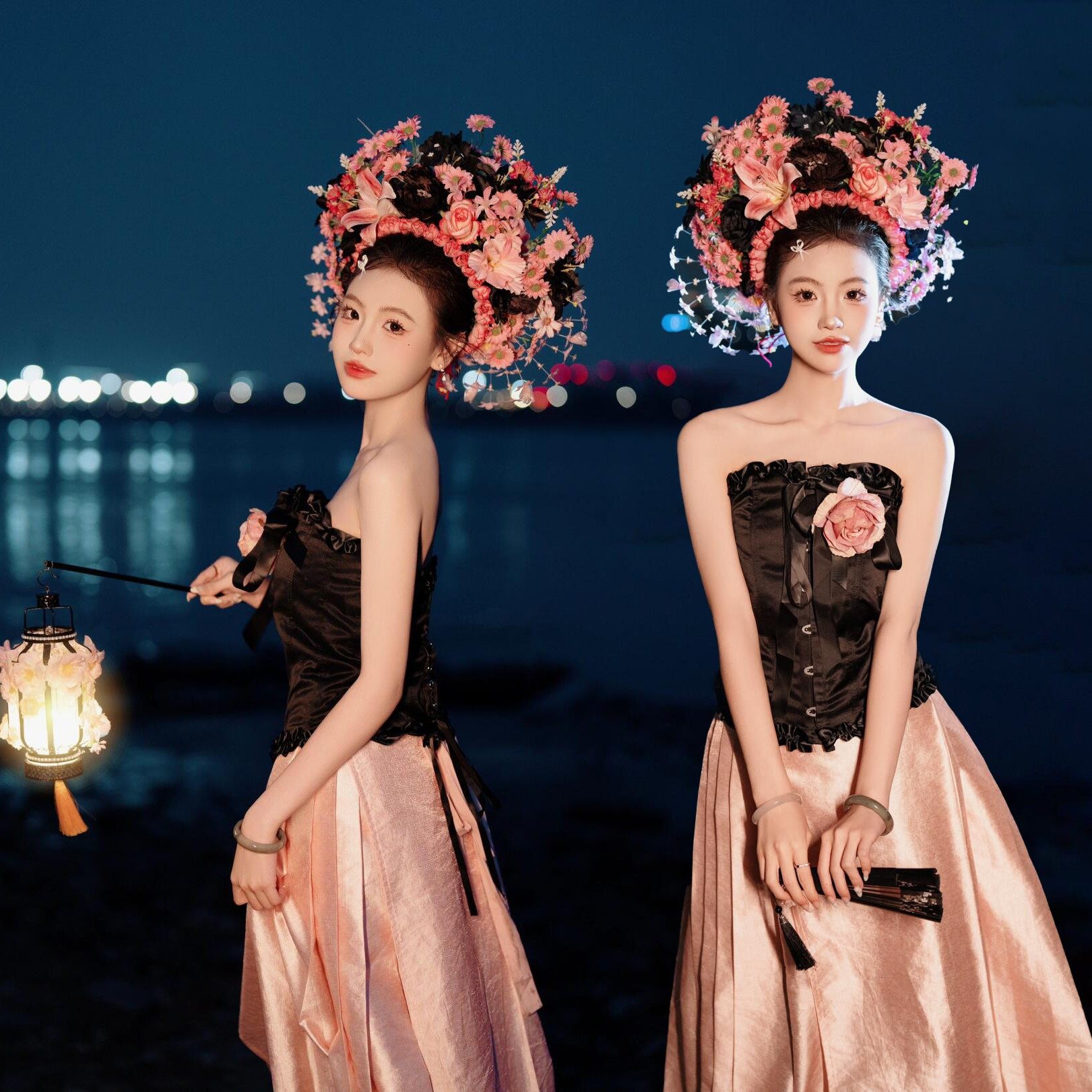 粉色轻婚纱抹胸晚礼服女高端轻奢小众超仙生日写真公主裙服装摄影