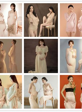 影楼孕妇拍照摄影主题服装唯美小清新连衣裙大肚妈咪写真拍照礼服