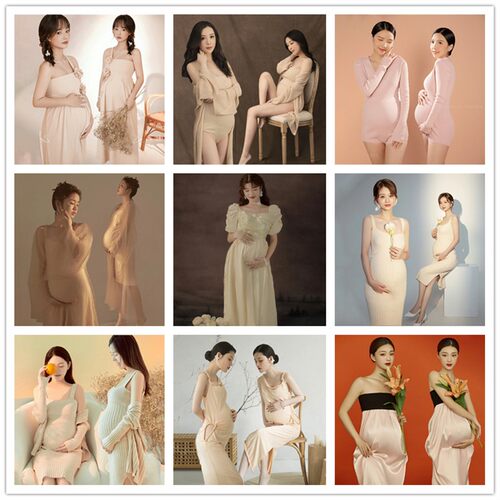 影楼孕妇拍照摄影主题服装唯美小清新连衣裙大肚妈咪写真拍照礼服